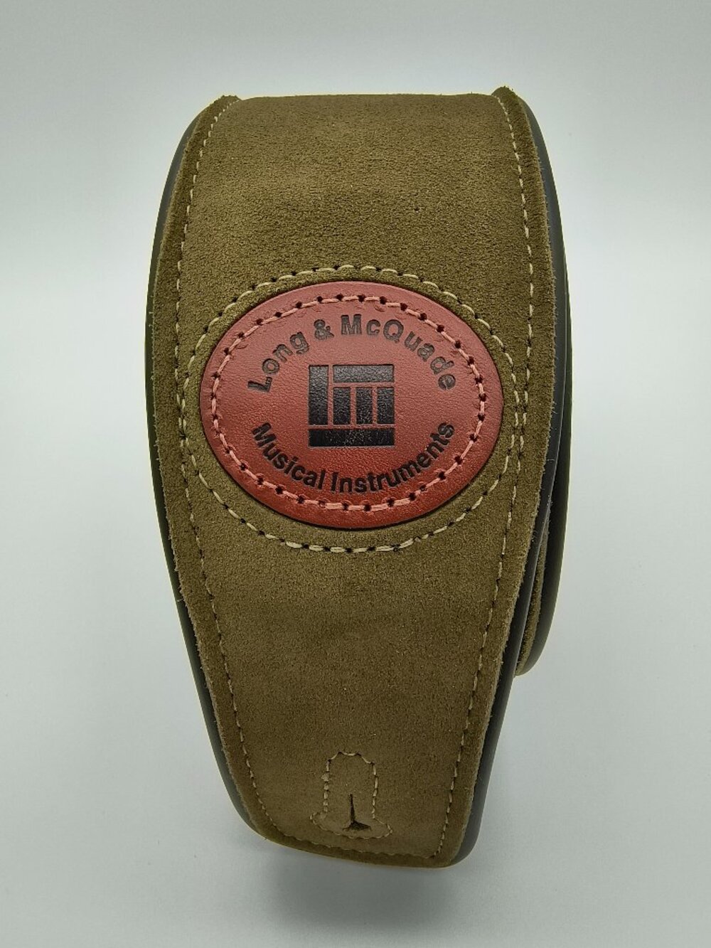 Canadian Long & McQuade Suede Guitar Strap Green / Tan Leather